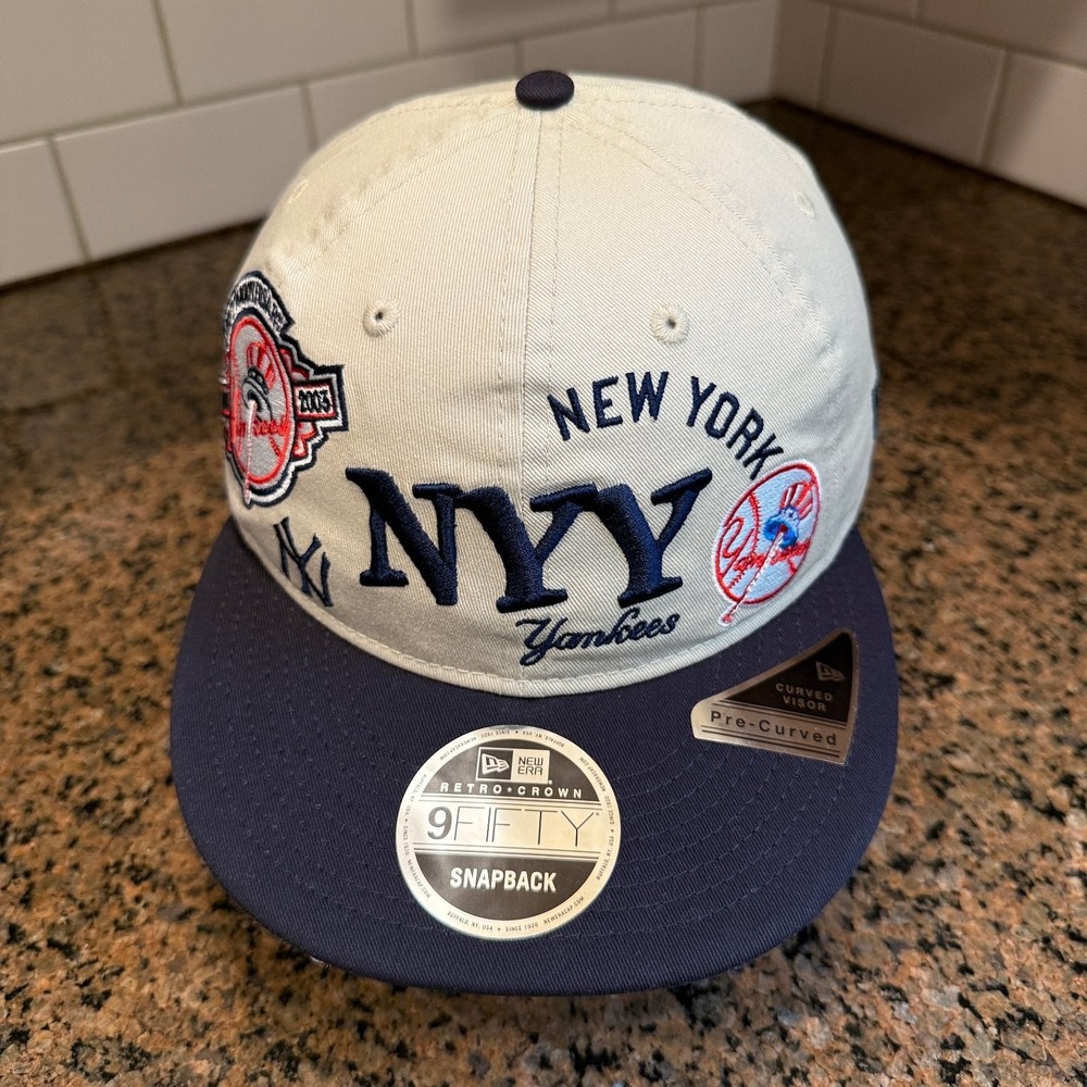New York Yankees New Era 9FIFTY Scatter Hat Snapback Retro Crown Beige Blue New